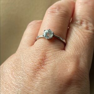 NWT Elegant Natural Aquamarine Solitaire 6mm Ring 925 Sterling Silver Size 8